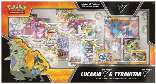 Heavy Hitters Premium Collection Lucario V & Tyranitar V - 14 Booster Packs + More